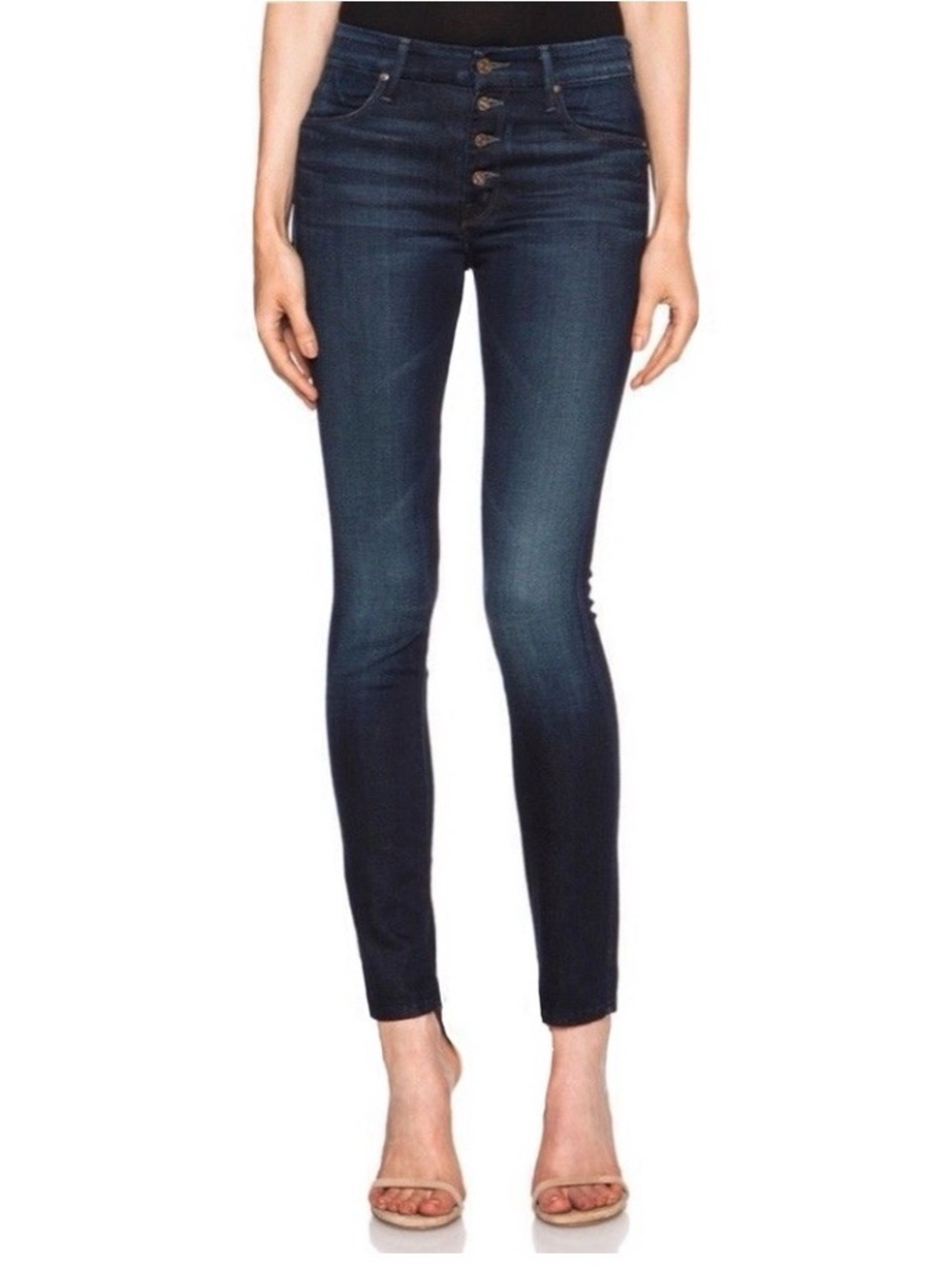 MOTHER Dark Pixie High-Rise Skinny Button Jeans Denim 29